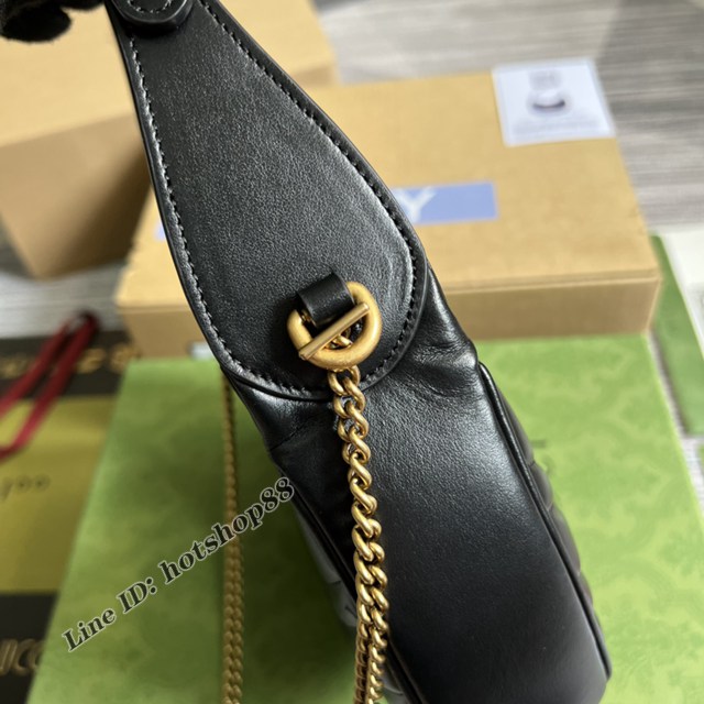 Gucci專櫃新款肩背女包腋下包 古馳新月形原廠皮迷你手袋699514 gqy4064